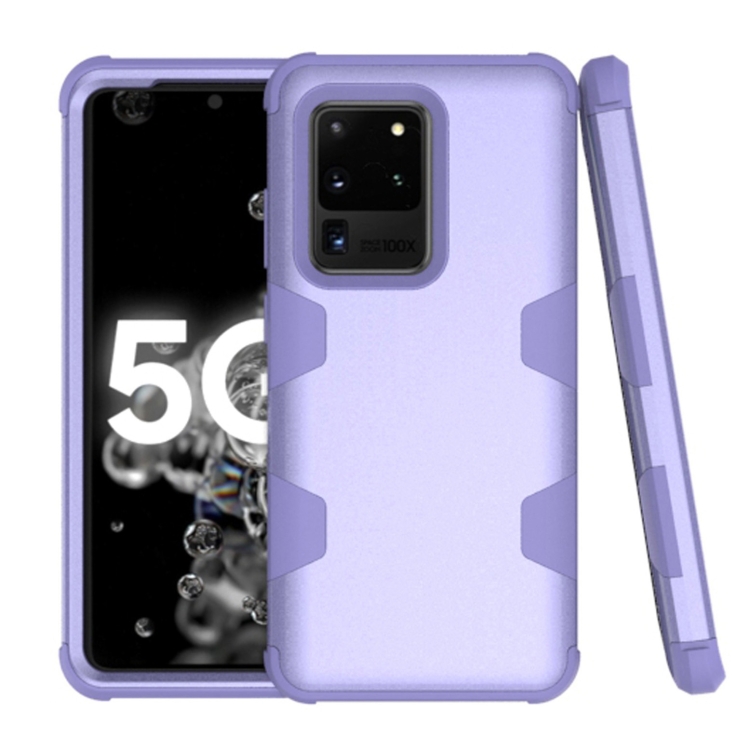 

For Samsung Galaxy S20 Ultra 5G Contrast Color Silicone + PC Shockproof Case(Purple)