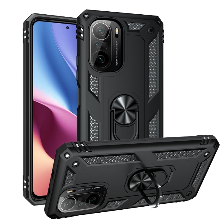

For Xiaomi Redmi K40 / K40 Pro Shockproof TPU + PC Protective Case with 360 Degree Rotating Holder(Black)
