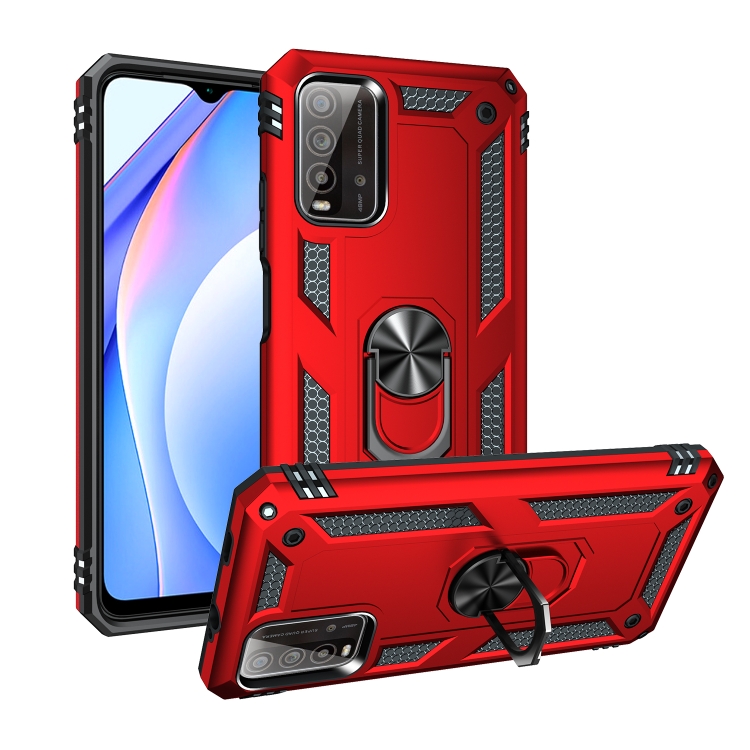 

For Xiaomi Redmi Note 9 4G / 9T / 9 Power Shockproof TPU + PC Protective Case with 360 Degree Rotating Holder(Red)