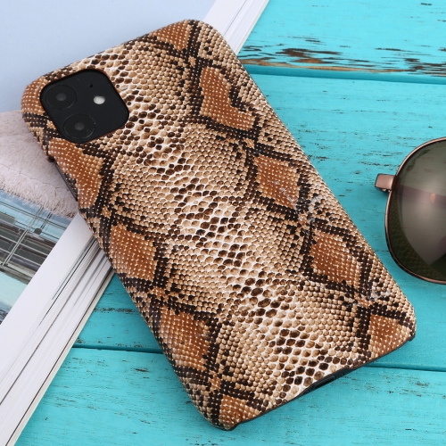 

For iPhone 11 Snakeskin Pattern Paste Skin Protective Case(Brown)