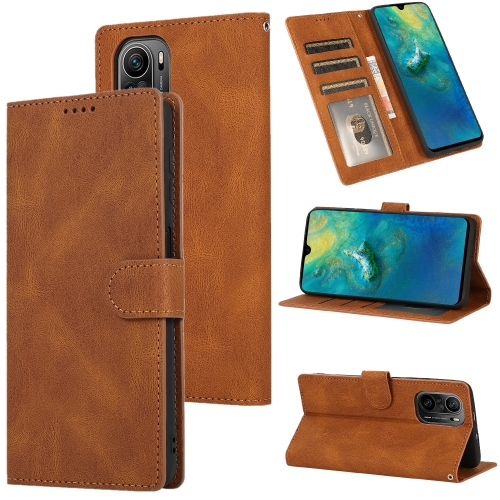 

For Xiaomi Redmi K40 Pro Fantasy Classic Skin-feel Calfskin Texture Magnetic Buckle Horizontal Flip PU Leather Case with Holder & Card Slot & Wallet(Brown)