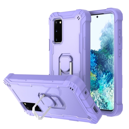 

For Samsung Galaxy S20 FE / FE 5G PC + Rubber 3-layers Shockproof Protective Case with Rotating Holder(Purple)