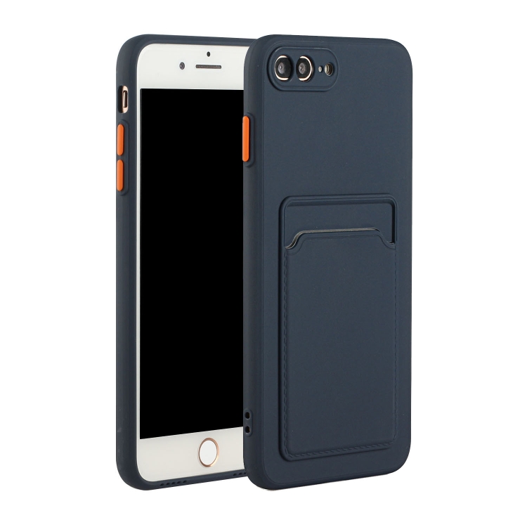 

Card Slot Design Shockproof TPU Protective Case For iPhone 8 & 7(Dark Blue)