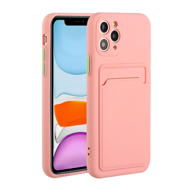 

Card Slot Design Shockproof TPU Protective Case For iPhone 11 Pro Max(Pink)