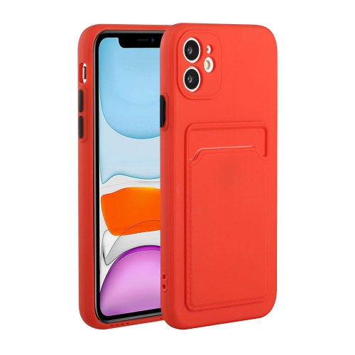 

Card Slot Design Shockproof TPU Protective Case For iPhone 12 mini(Red)