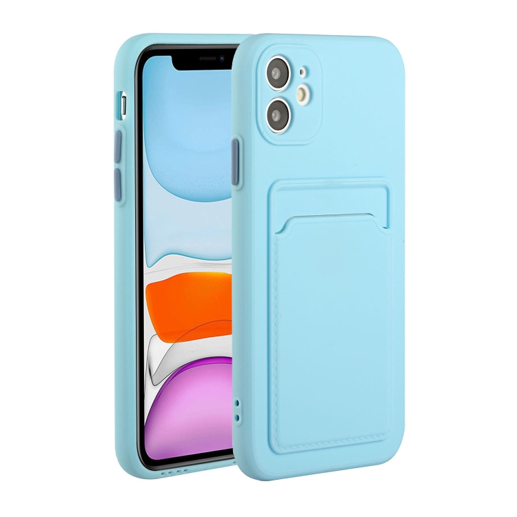 

Card Slot Design Shockproof TPU Protective Case For iPhone 12(Sky Blue)