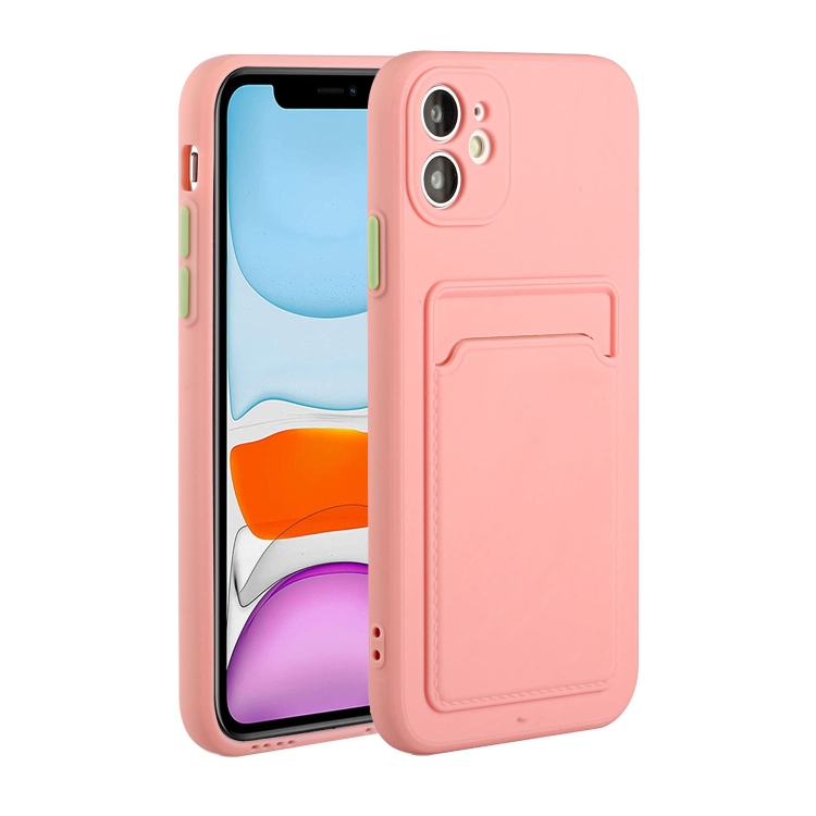 

Card Slot Design Shockproof TPU Protective Case For iPhone 12(Pink)