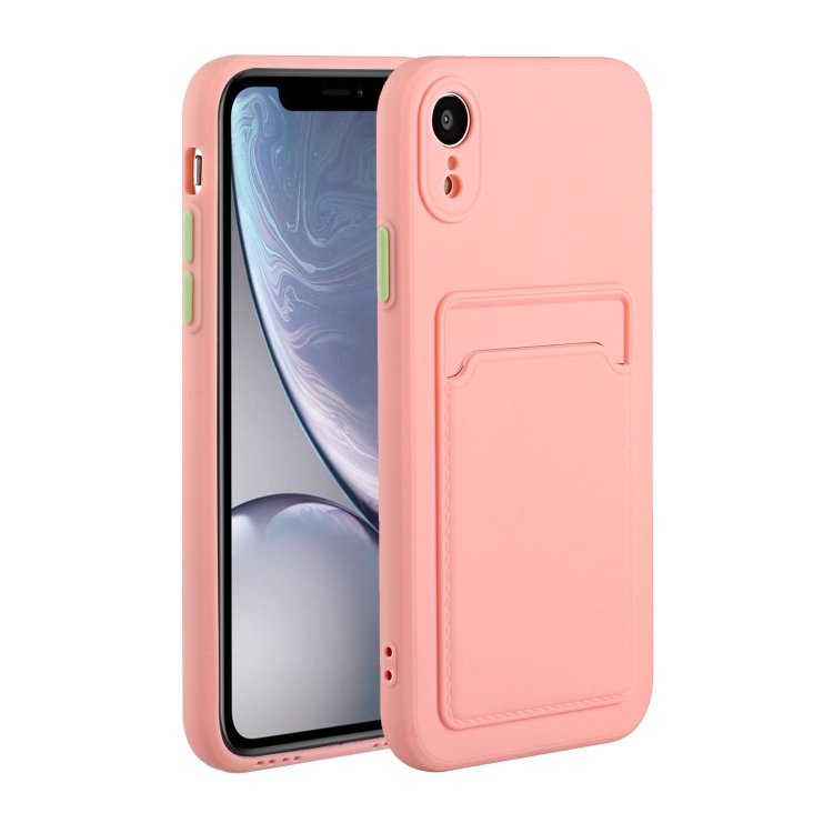 

Card Slot Design Shockproof TPU Protective Case For iPhone XR(Pink)