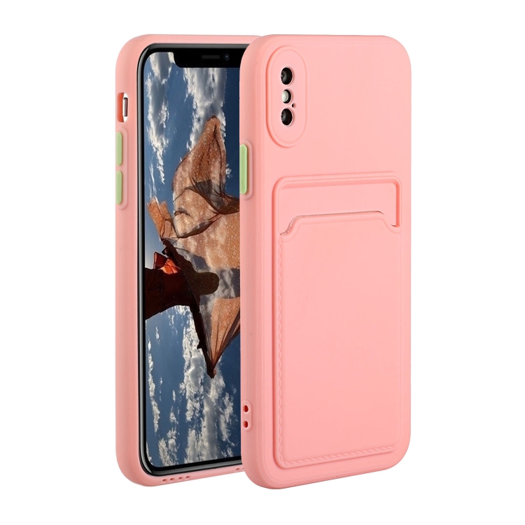 

Card Slot Design Shockproof TPU Protective Case For iPhone XS Max(Pink)