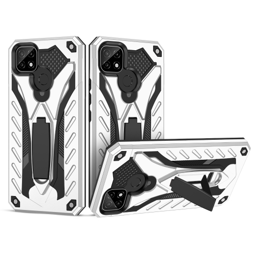 

For OPPO Realme C21 Shockproof TPU + PC Protective Case with Holder(Silver)