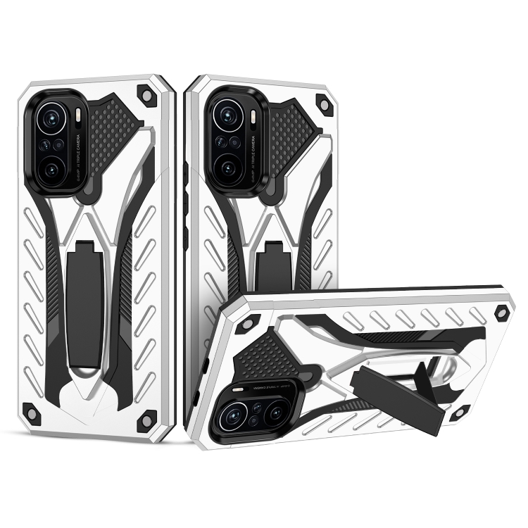 

For Xiaomi Redmi K40 Pro / Redmi K40 Shockproof TPU + PC Protective Case with Holder(Silver)