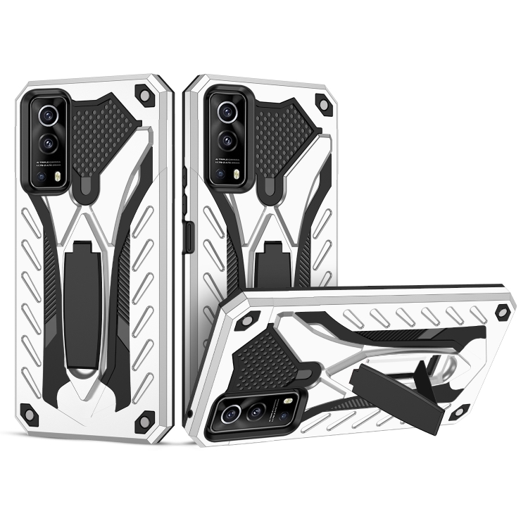 

For vivo iQOO Z3 5G Shockproof TPU + PC Protective Case with Holder(Silver)