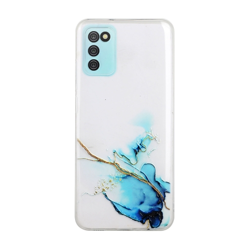 

For Samsung Galaxy A02s (Indian Version) Hollow Marble Pattern TPU Precise Hole Protective Case(Blue)