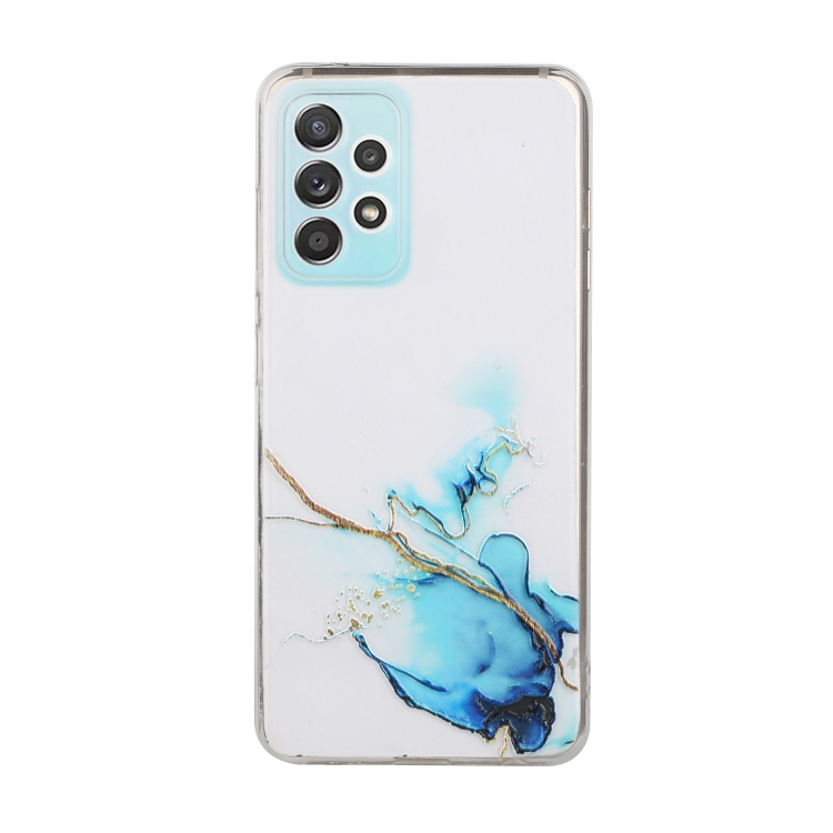 

For Samsung Galaxy A32 5G Hollow Marble Pattern TPU Precise Hole Protective Case(Blue)