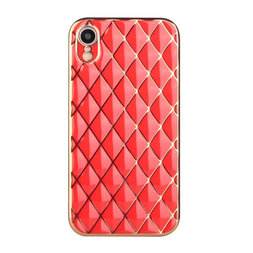 

Electroplated Rhombic Pattern Sheepskin TPU Protective Case For iPhone XR(Red)