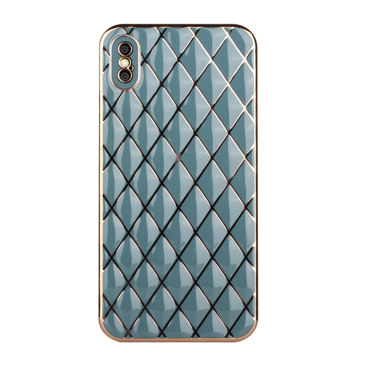 

Electroplated Rhombic Pattern Sheepskin TPU Protective Case For iPhone XS Max(Grey Green)
