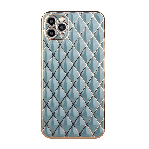 

Electroplated Rhombic Pattern Sheepskin TPU Protective Case For iPhone 11 Pro(Grey Green)