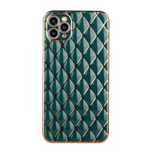 

Electroplated Rhombic Pattern Sheepskin TPU Protective Case For iPhone 11 Pro Max(Dark Green)