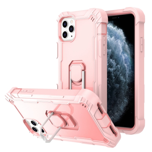 

PC + Rubber 3-layers Shockproof Protective Case with Rotating Holder For iPhone 11 Pro Max(Rose Gold)