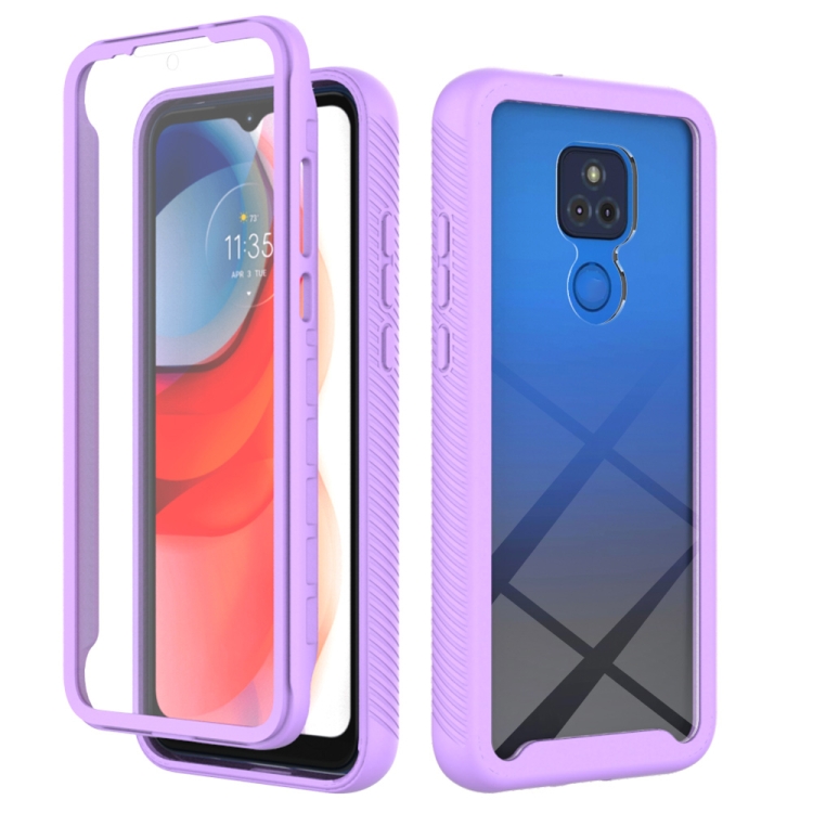 

For Motorola Moto G Play(2021) Starry Sky Solid Color Series Shockproof PC + TPU Case with PET Film(Light Purple)