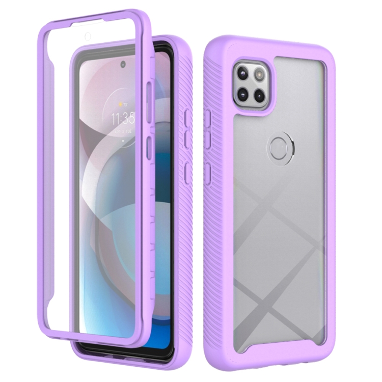

For Motorola Moto One 5G Ace Starry Sky Solid Color Series Shockproof PC + TPU Case with PET Film(Light Purple)