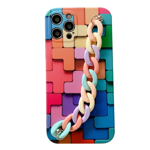 

3D Square Protective Case with Rainbow Bracelet For iPhone 12(A)