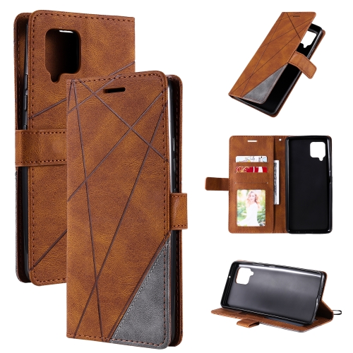 

For Samsung Galaxy A42 5G Skin Feel Splicing Horizontal Flip Leather Case with Holder & Card Slots & Wallet & Photo Frame(Brown)