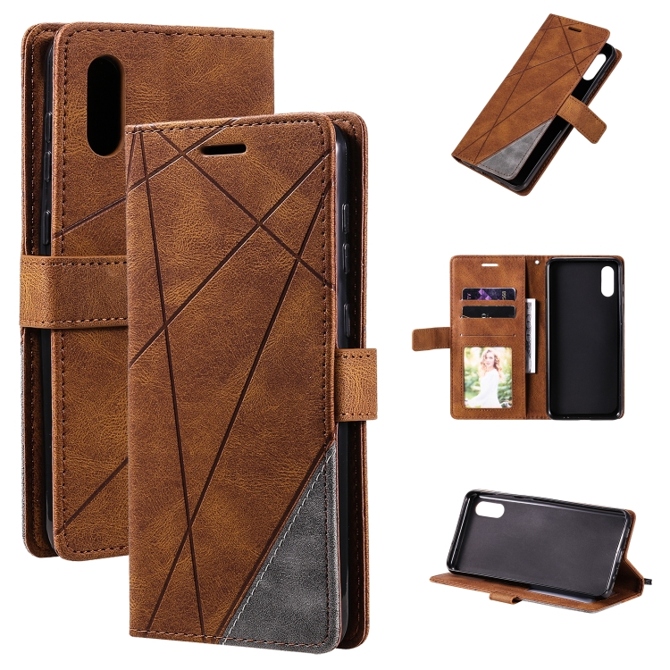 

For Samsung Galaxy A02 (EU Version) Skin Feel Splicing Horizontal Flip Leather Case with Holder & Card Slots & Wallet & Photo Frame(Brown)