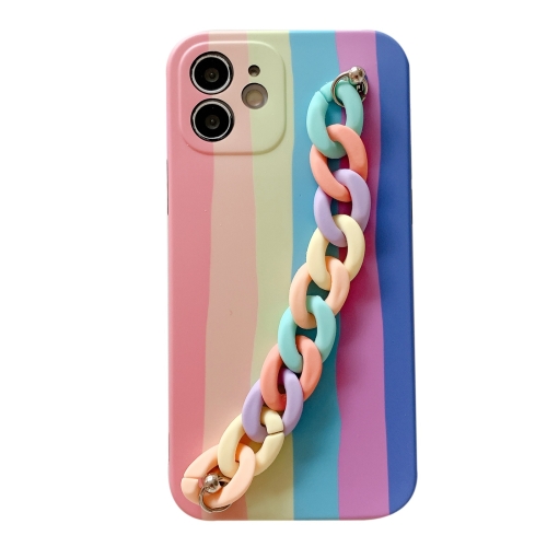 

Rainbow Shockproof Protective Case with Rainbow Bracelet For iPhone 12 mini(B)