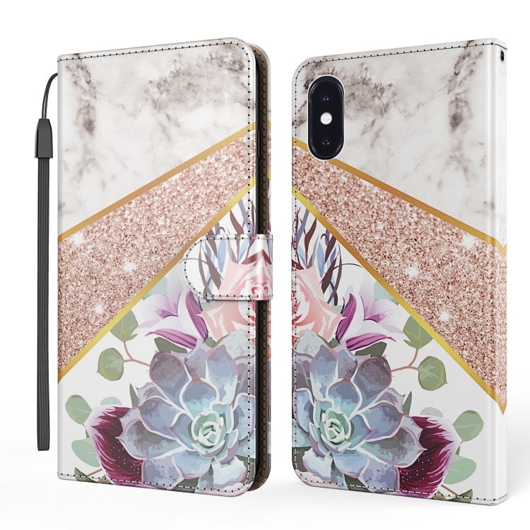 

Marble Horizontal Flip TPU+PU Leather Case with Holder & Card Slots & Wallet & Lanyard For iPhone XR(Flower Texture)