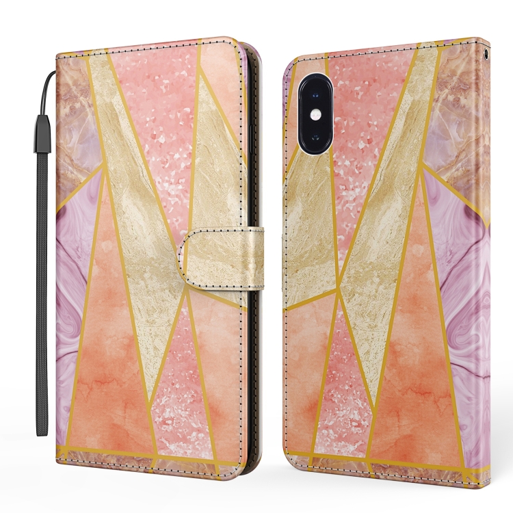 

Marble Horizontal Flip TPU+PU Leather Case with Holder & Card Slots & Wallet & Lanyard For iPhone XR(Pink Purple)