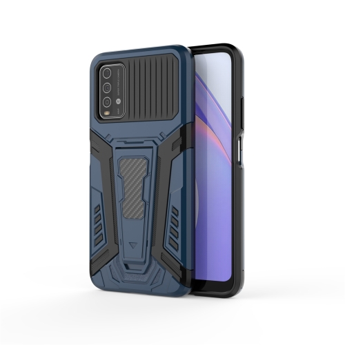 

For Xiaomi Redmi Note 9 4G War Chariot Series Armor All-inclusive Shockproof PC + TPU Protective Case with Invisible Holder(Blue)