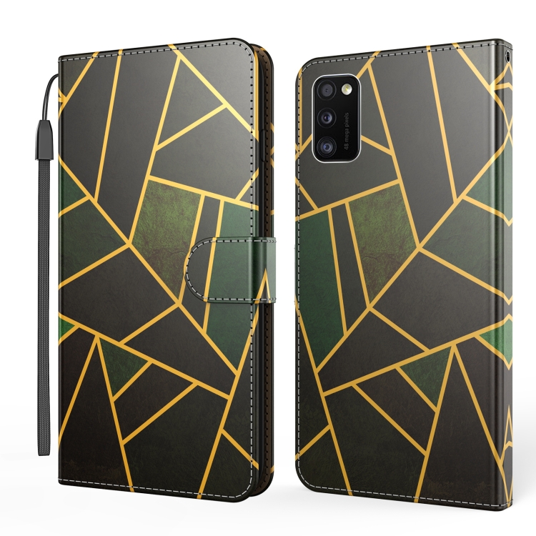 

For Samsung Galaxy A41 Marble Horizontal Flip TPU+PU Leather Case with Holder & Card Slots & Wallet & Photo Frame & Lanyard(Black Green)