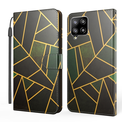 

For Samsung Galaxy A42 5G Marble Horizontal Flip TPU+PU Leather Case with Holder & Card Slots & Wallet & Photo Frame & Lanyard(Black Green)