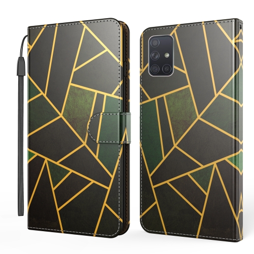 

For Samsung Galaxy A71 4G Marble Horizontal Flip TPU+PU Leather Case with Holder & Card Slots & Wallet & Photo Frame & Lanyard(Black Green)