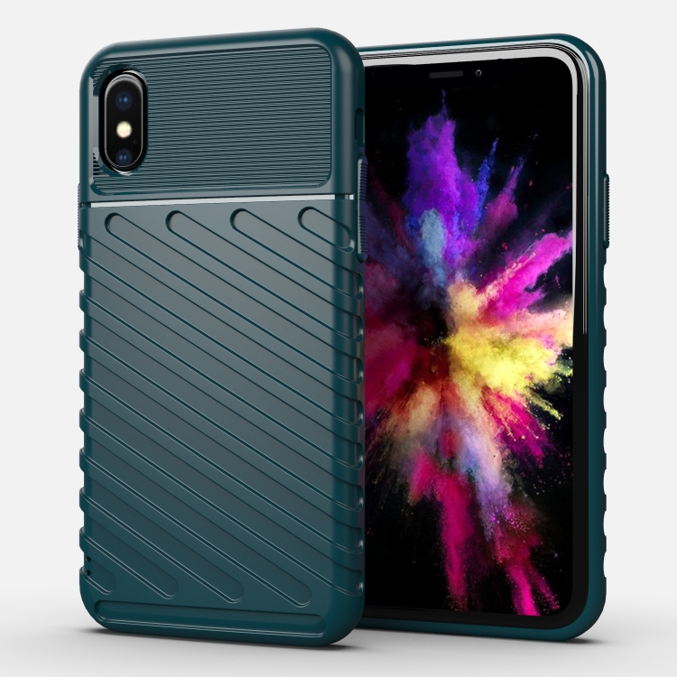

For iPhone X Thunderbolt Shockproof TPU Soft Case(Dark Green)