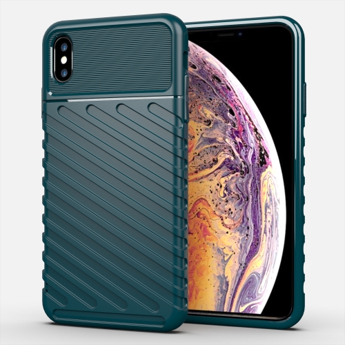 

For iPhone XS Max Thunderbolt Shockproof TPU Soft Case(Dark Green)