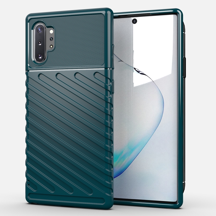 

For Galaxy Note 10 Plus Thunderbolt Shockproof TPU Soft Case(Dark Green)