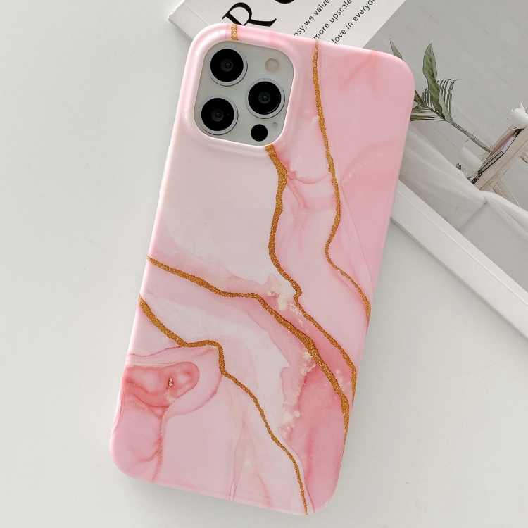 

Golden Powder Dream Color Marble Pattern TPU Protective Case For iPhone 12 mini(Pink)
