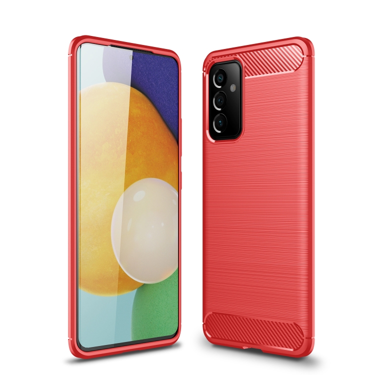 

For Samsung Galaxy A82 5G Brushed Texture Carbon Fiber TPU Case(Red)