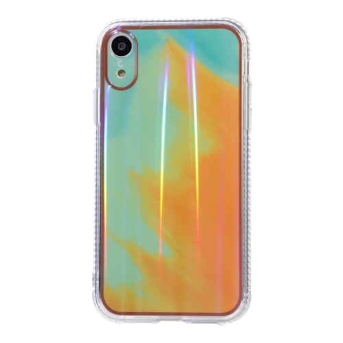 

IMD Rendering Watercolor Aurora Pattern Shockproof TPU + PC Protective Case For iPhone XR(Autumn Leaves Yellow)