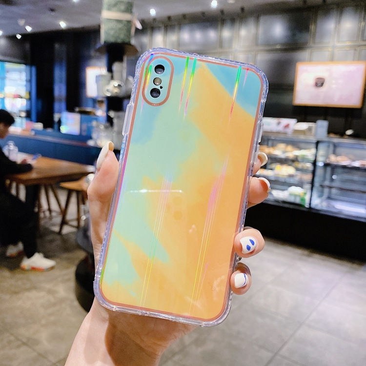 

IMD Rendering Watercolor Aurora Pattern Shockproof TPU + PC Protective Case For iPhone XS Max(Autumn Leaves Yellow)