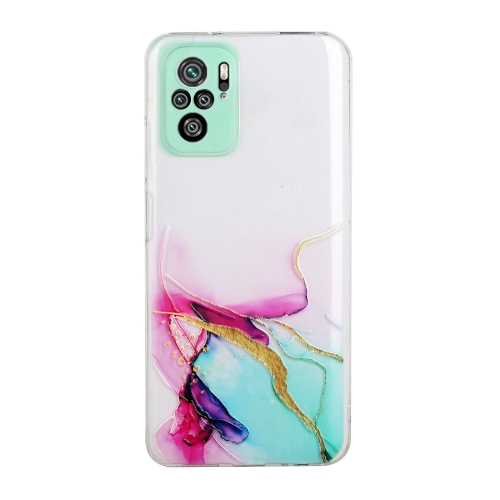 

For Xiaomi Redmi Note 10 4G Hollow Marble Pattern TPU Precise Hole Protective Case(Green)