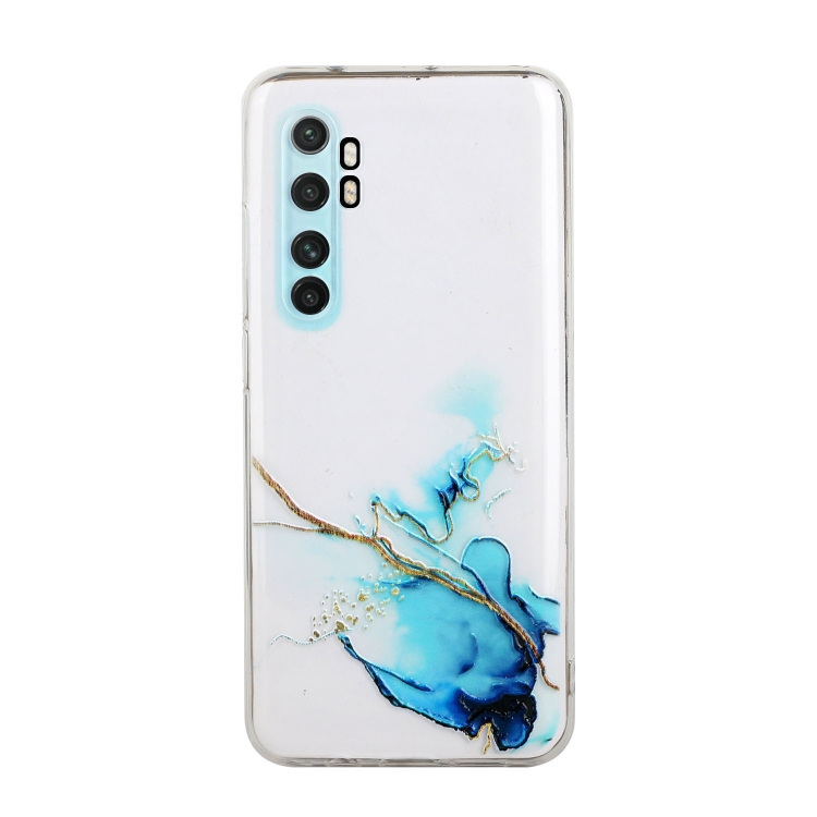 

For Xiaomi Note 10 Lite Hollow Marble Pattern TPU Precise Hole Protective Case(Blue)