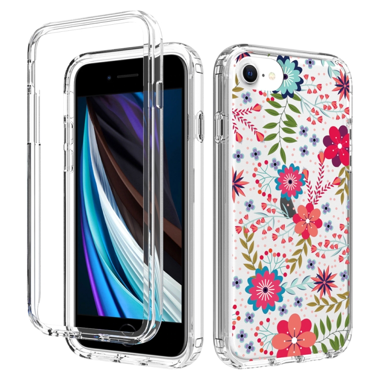 

2 in 1 High Transparent Painted Shockproof PC + TPU Protective Case For iPhone SE 2020 / 8 / 7(Small Floral)