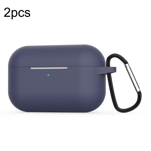 

For Apple AirPods Pro Wireless Earphone Silicone Protective Case with Hook(Midnight Blue)