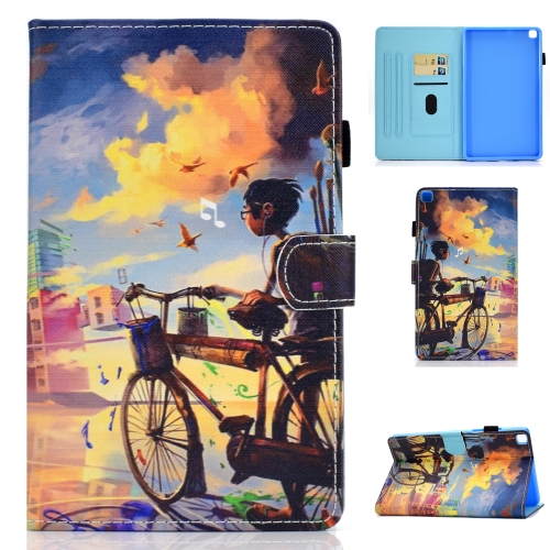 

For Samsung Galaxy Tab A7 Lite 8.7 inch (2021) SM-T220 / T225 Colored Drawing Stitching Horizontal Flip Leather Case, with Holder & Card Slots(Bike Boy)
