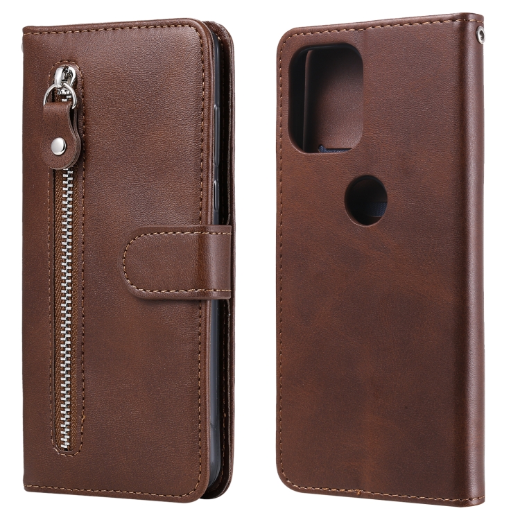 

For Motorola Moto G100 / Edge S Fashion Calf Texture Zipper Horizontal Flip Leather Case with Stand & Card Slots & Wallet(Brown)