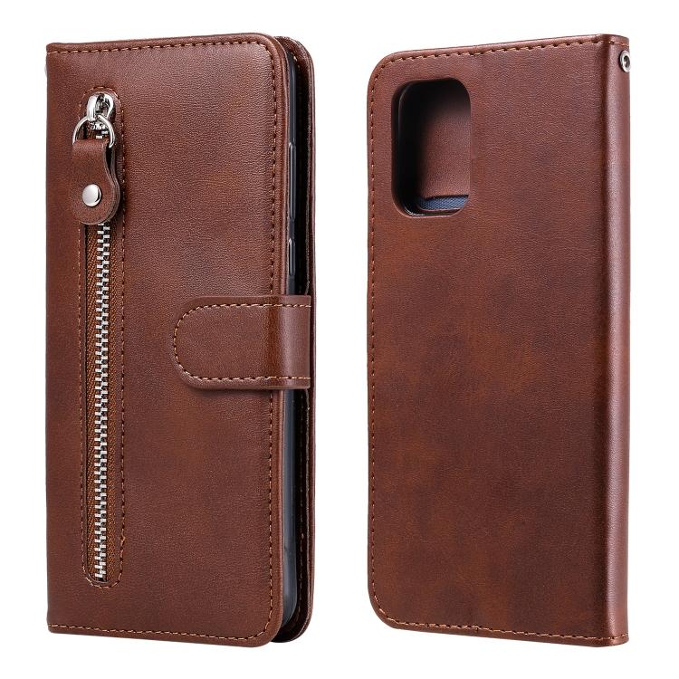 

For Xiaomi Redmi Note 10 4G / Note 10S Fashion Calf Texture Zipper Horizontal Flip Leather Case with Stand & Card Slots & Wallet(Brown)