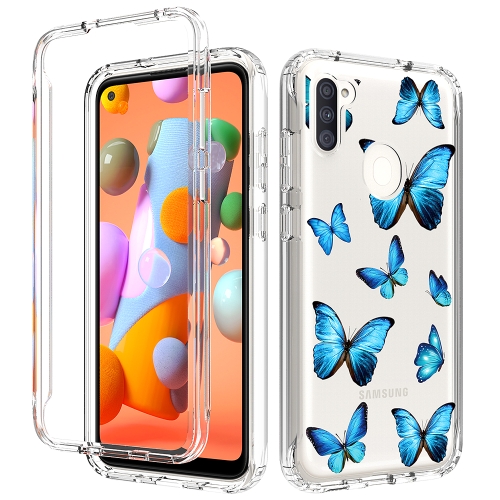 

For Samsung Galaxy A11 2 in 1 High Transparent Painted Shockproof PC + TPU Protective Case(Blue Butterfly)